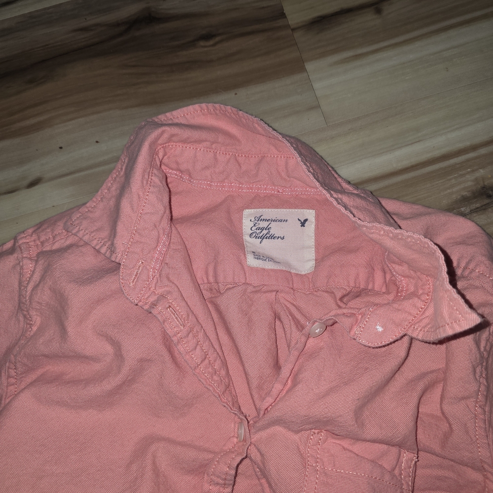 American Eagle Outfitters Coral Button-Down Shirt - Picture 2 of 4